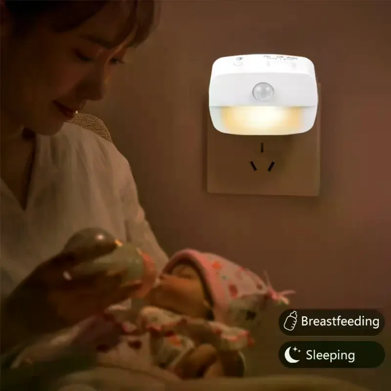 

Светодиодный ночник с датчиком движения, беспроводной, для розеток ЕС/США, настенный, прикроватный, для детской спальни