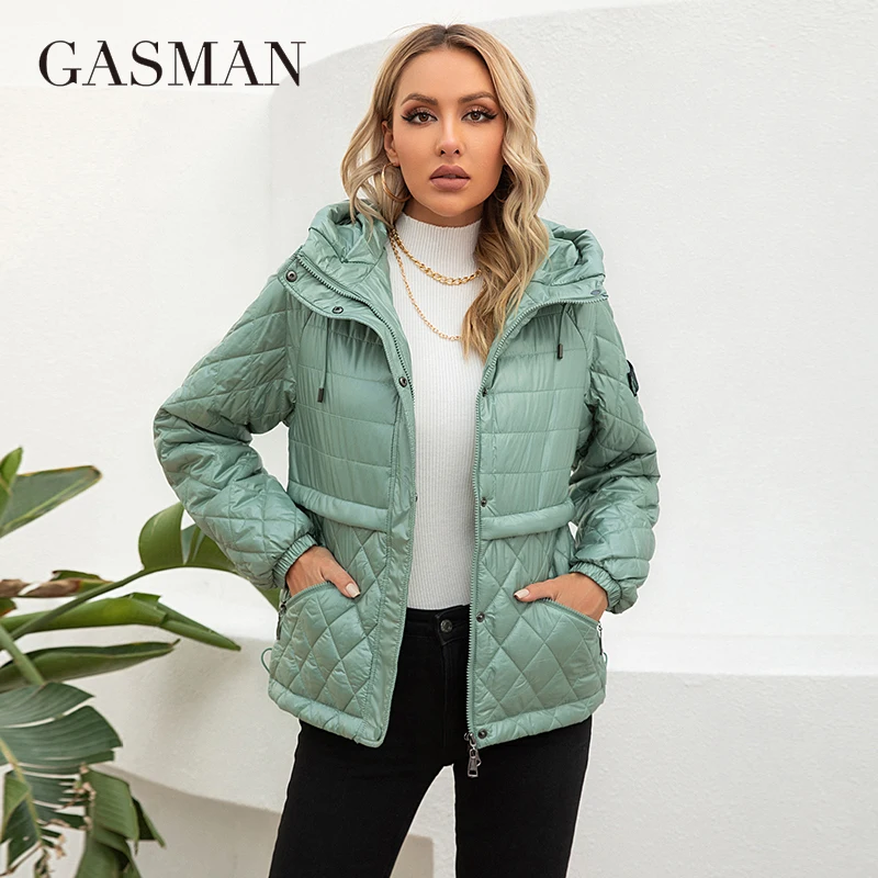 GASMAN 2022 Women\'s spring jacket fashion casual Short parka Thin Cotton hooded Coat women ladies jackets Warm outwear 21159