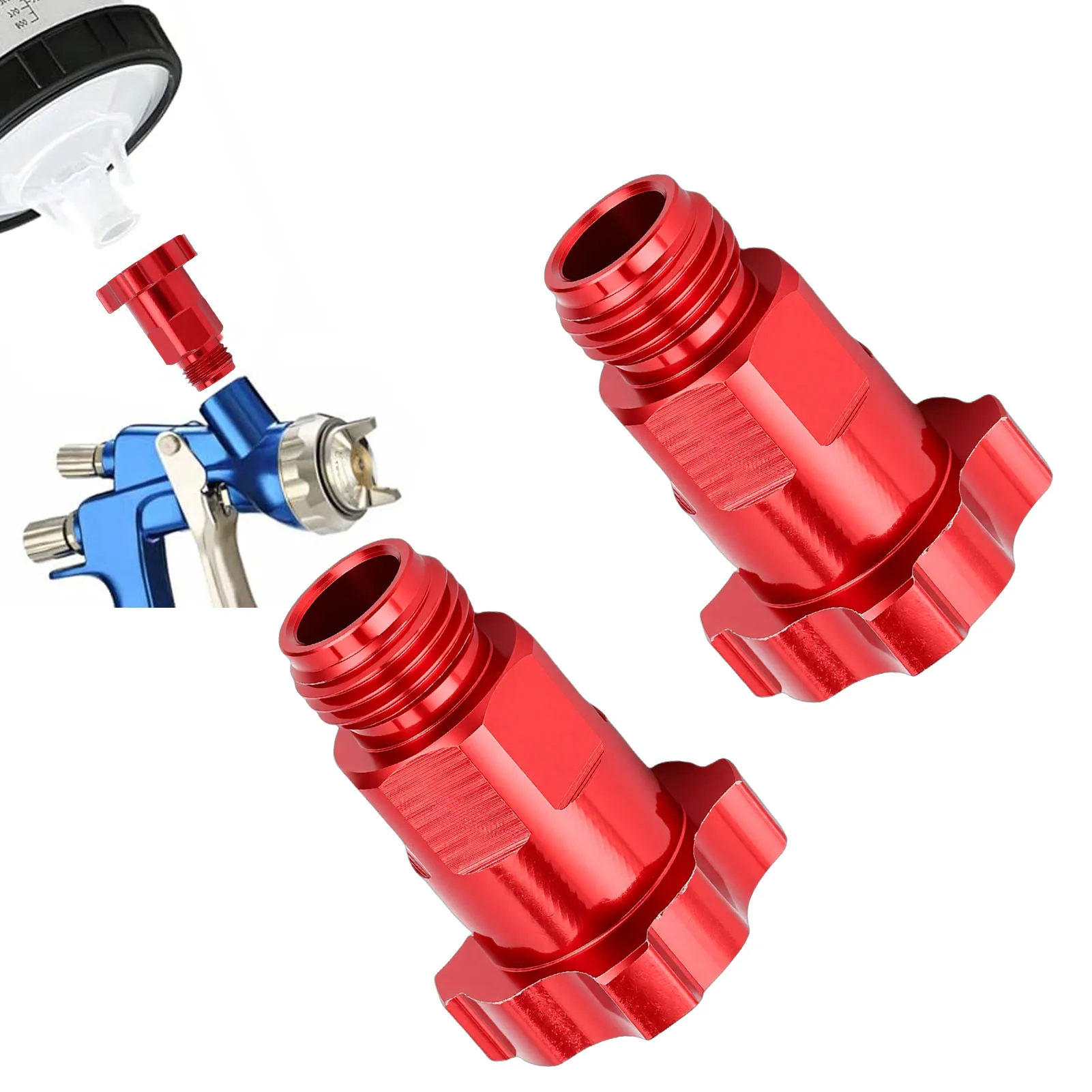 Spray Gun Cup Adapters Aluminum Alloy Paint Sprayer Cup Converter M16 Male Thread 1.5mm Pitch Red Paint Sprayer Cup Adapter