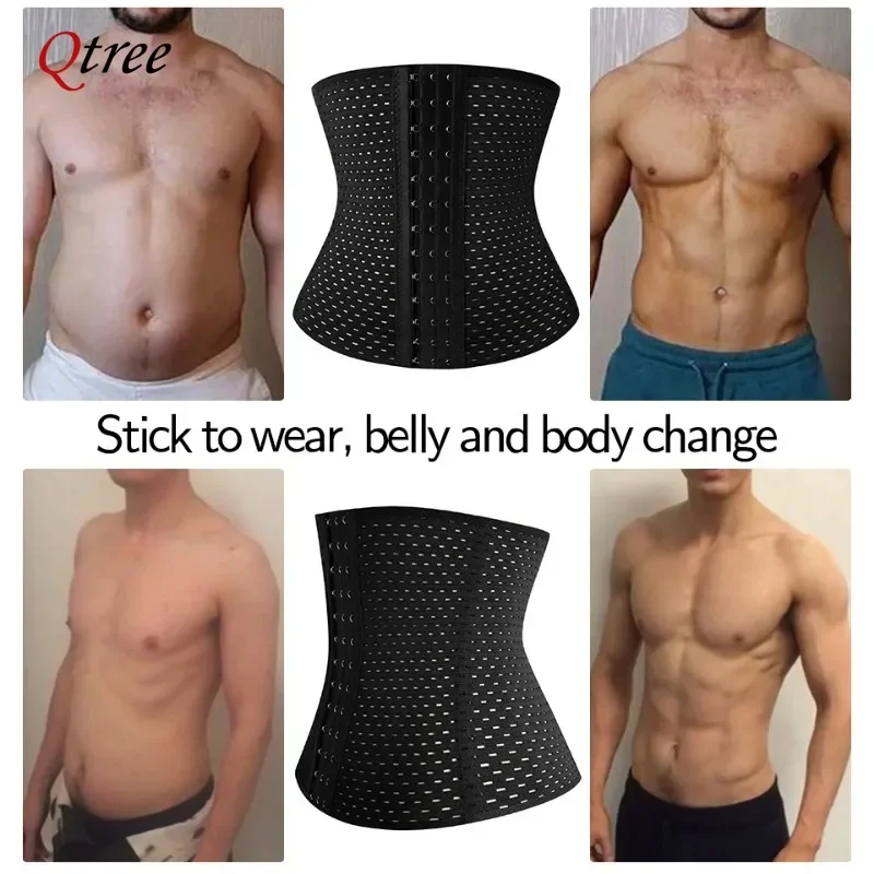 Qtree Men Body Shaper Waist Trimmer Corset Slimming Beer Belly Fat Cellulite Tummy Control Stomach Girdle Slimming Patch Belt