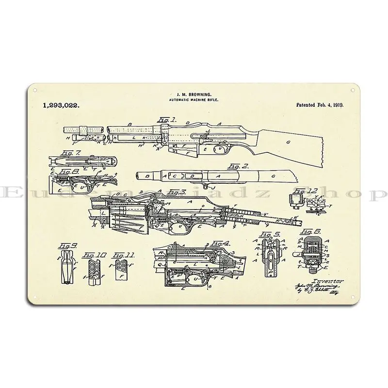 Automatic Machine Rifle 1919 Metal Sign Character Club Kitchen Bar Wall Decor Tin Sign Poster