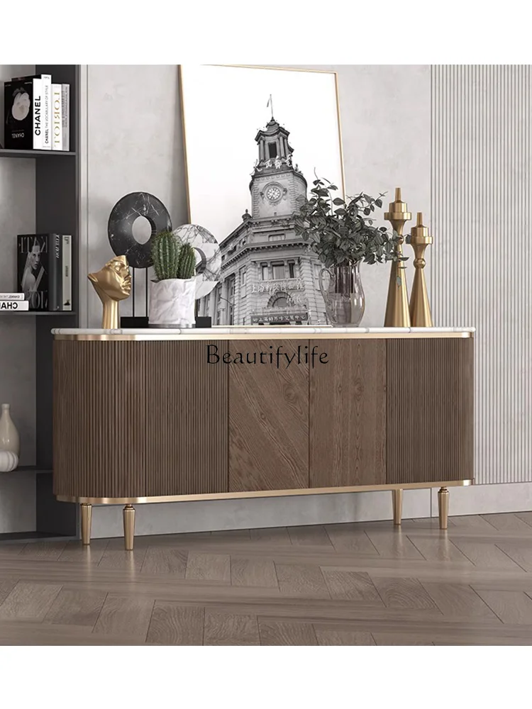 Italian Affordable Luxury Style TV Cabinet Modern Minimalist 2023 New Marble Solid Wood Floor Cabinet