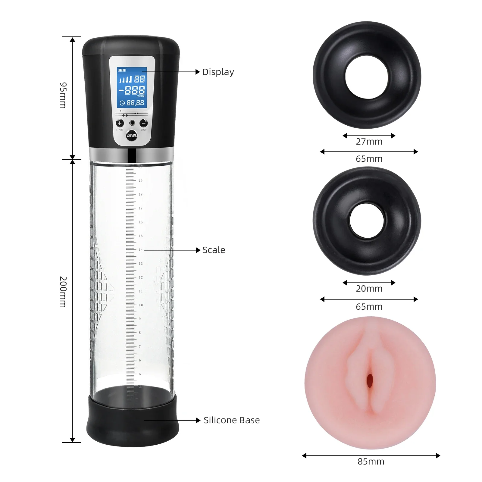 LCD Electric Penis Pump Male Masturbators Cup for Intense Stimulation Penis Enlargement Extend Pump Dick Trainer Sex Toy for Men