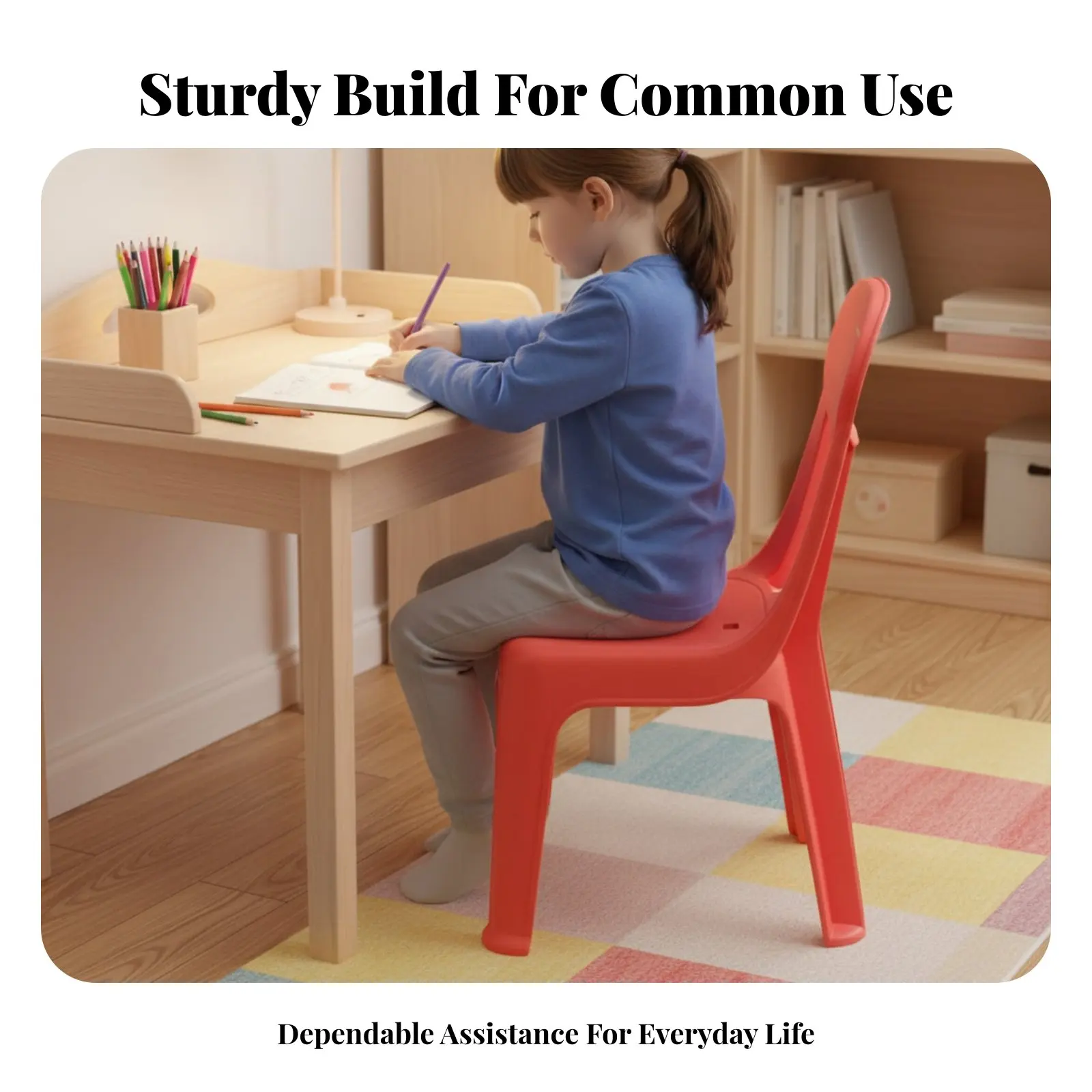 積み重ね可能な背もたれ付きスツール、厚みのあるデザイン、小さな椅子、お手入れ簡単、丸みを帯びた角、子供、キッズ、家庭、寝室、キッチン用