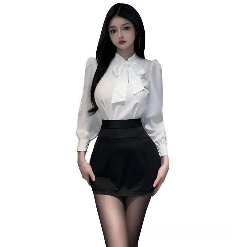 

Sexy Lingerie Bodycon Dress Backless Zip Open Buttocks Nightclub Party Open Chest Costume Office Secretary Temptation Nightdress