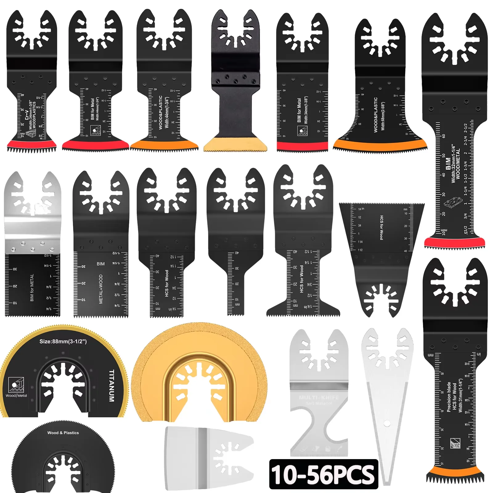 4/56 pièces lame multi-outils oscillante en acier à haute teneur en carbone lame de scie de coupe de bord d'arc lame de scie multi-outils à dégagement rapide pour le bois PV