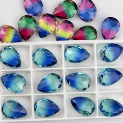 18*25mm teardrop Tourmaline rhinestone pointback rhinestone pear fancystone multicolor color beads for jewelry decoration