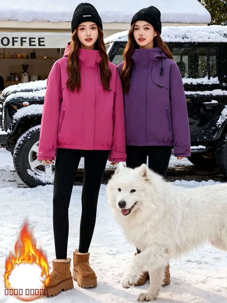 Thiened Fce 겨울 자켓 여성용 2026 한국 스타일 출퇴근용 대형 사이즈 패치워크 코트 따뜻한 코트 후드 지퍼 포함