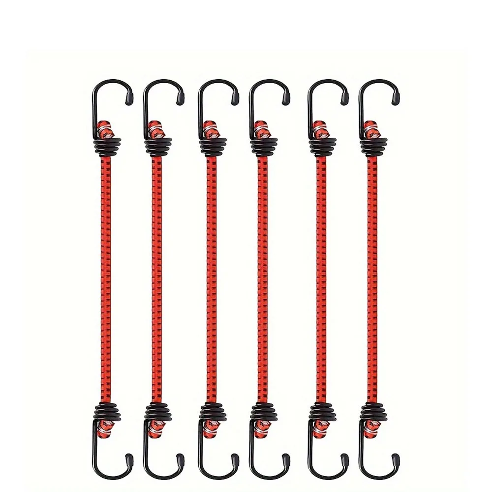 6pcs Hooked Elastic Ropes, High Elasticity, Anti-Sagging, Sun Resistant, Suitable for Outdoor Tents, Elastic Luggage Ropes