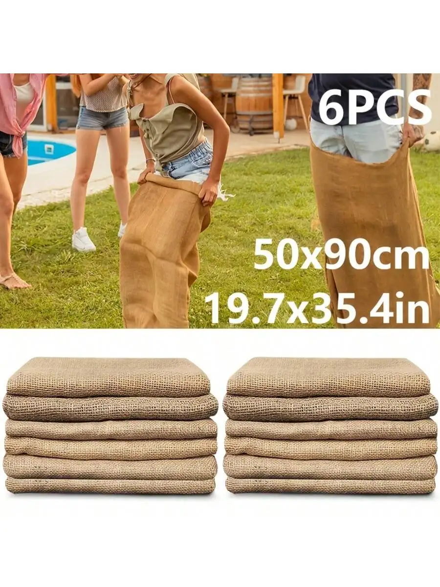 3/6pcs Planting burlap bags, 19.7x35.4in fun jute bags, suitable for outdoor lawn games, gardening, DIY burlap bags, competition