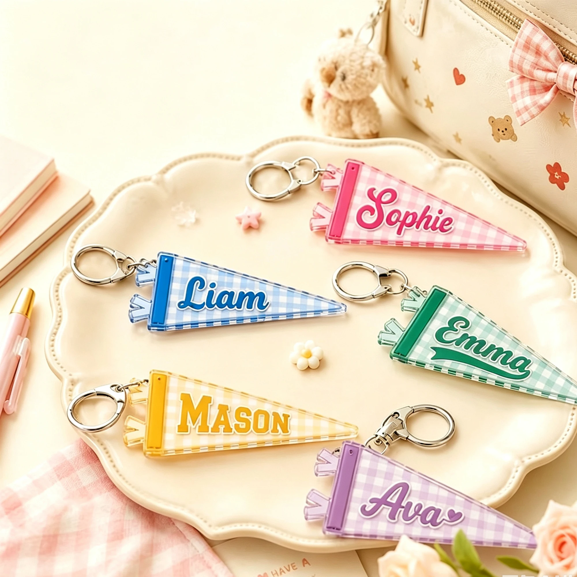 Personalized Keychains, Custom Name Tags, Backpack Name Keychains, Custom Flag School Bag Tags, Lunch Box Tags, Back-To-School Gifts, Custom Gifts, Gifts for Classmates, Gifts for Friends
