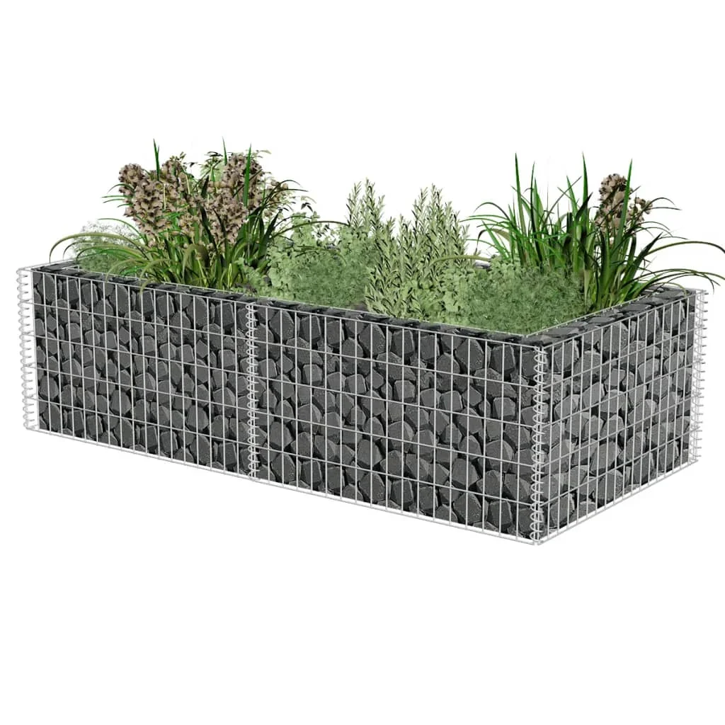 Gabion Planter, Galvanised Steel Outdoor Privacy Screen, Garden Decoration 180x90x50 cm