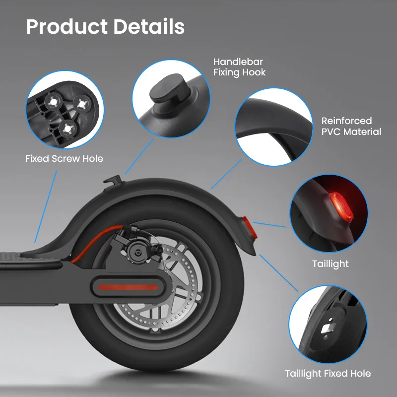 Durable Scooter Mudguard for Xiaomi Mijia M365 and M365 Pro Electric Scooter Tire Splash Fender with Rear Taillight Back Guard