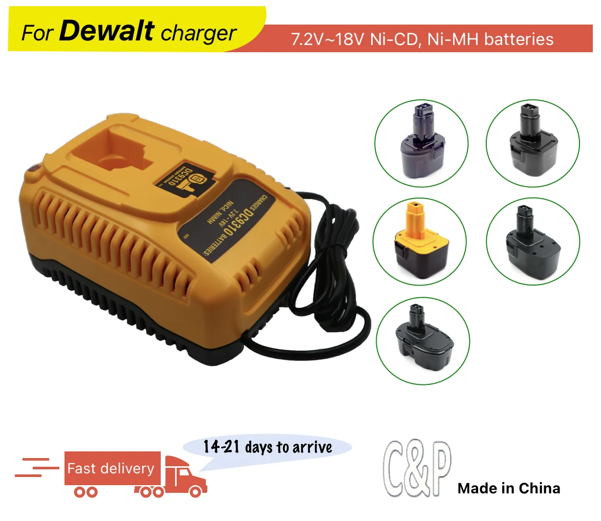 C&P Battery Charger for Dewalt 7.2V-18V Ni-CD/MH Replacement Battery Charger DC9310 DC9319 DW9117 DC9320 DC9310 DCB9310 DC011