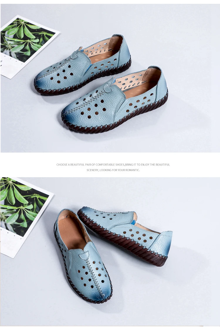 Orthopädische Turnschuhe für Damen, echtes Leder, breite Füße, weiße Slipper für Damen, 2024, lässige Lazy Driving-Mokassins-Schuhe – Detail 13
