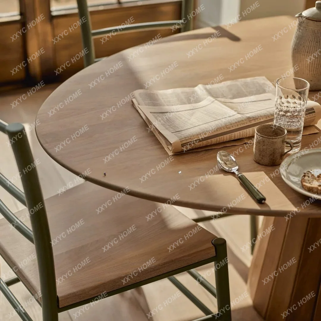 Mid Century Modern Oval Solid Wood Dining Table Retro Minimalist Wabi Sabi  Art Dining Table