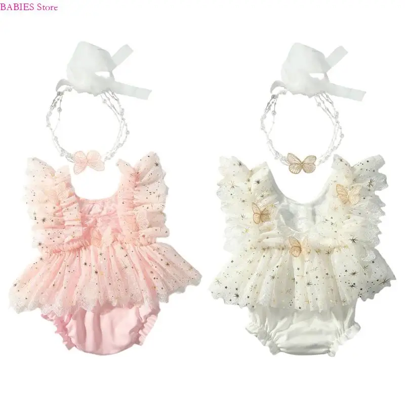 

C9GB Элегантная кружевная бабочка фотография для новорожденных для новорожденных мягкие полиэфирные детские фотосессии наряд 0-1