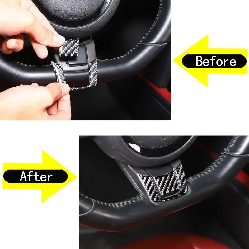 

2Pcs Soft Carbon Fiber For Jaguar F-TYPE 2013-2022 Car Styling Steering Wheel Decoration Sticker Car Modification Accessories