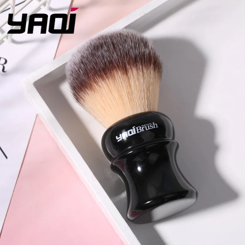 2026 Flash Sale！YAQI Ofel 24mm Black Handle Yellow Synthetic Hair Knot Mens Wet Shaving Brush