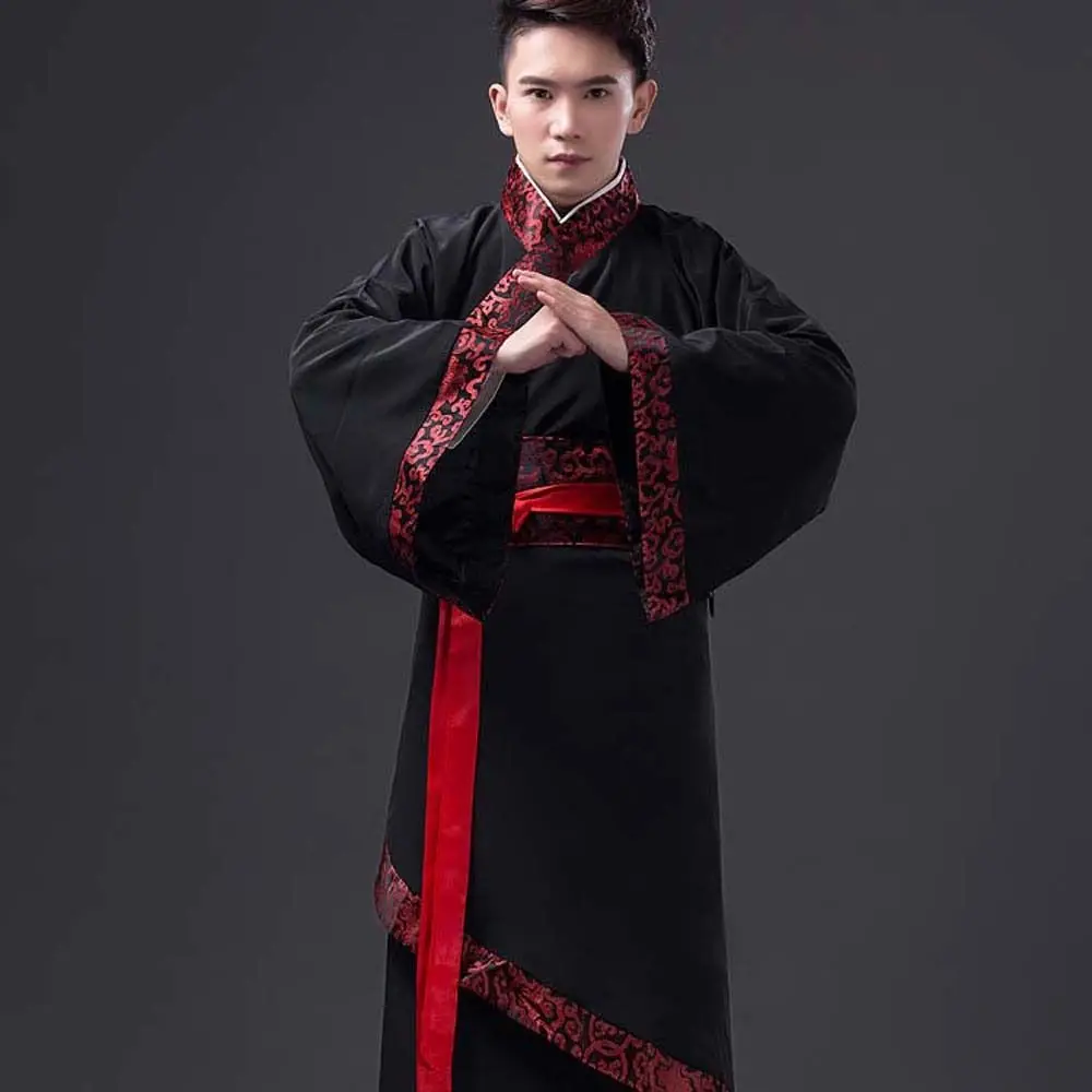 Tenue ancienne chinoise pour hommes Hanfu, Costumes de scène de Cosplay pour hommes chinois, robe ancienne noire de grande taille pour hommes, Costume de fête ancien