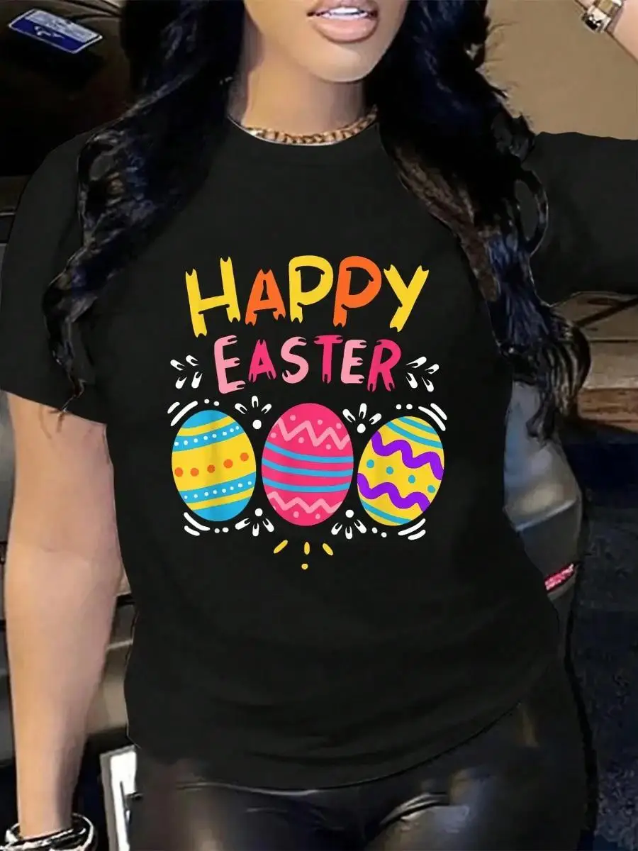 100_ Cotton Happy Easter Day Colorful Egg Hunting Cute Shirt T-Shirt Men s Women s Soft Breathable Tee Classic Fashion Summer Tops Printing Short