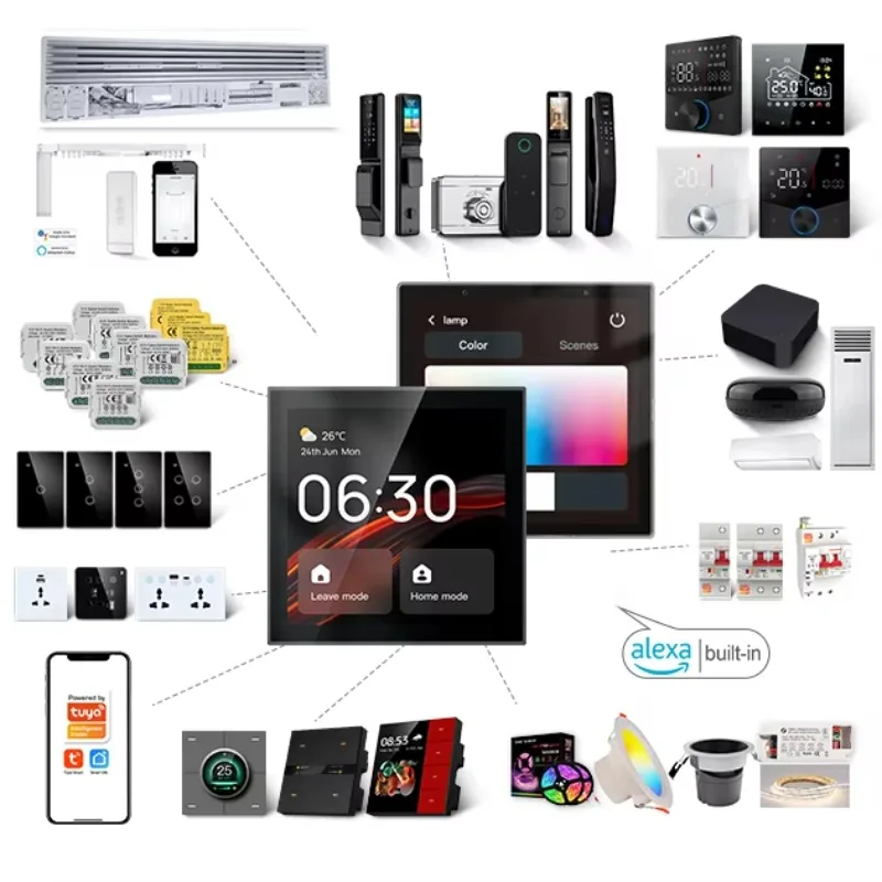 Smart Control Panel With Built-in Alexa Voice Control for Curtains and Dimming for Tuya T1E-TPP01