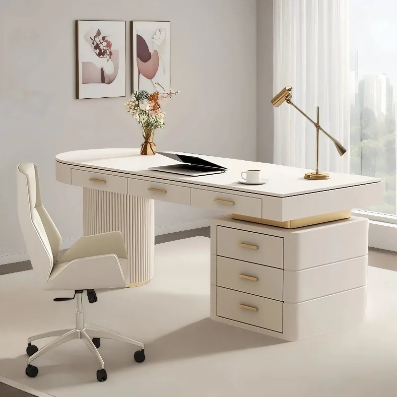 Meja Kantor Modern Kecil Putih Gaya Nordik Minimalis dengan Laci Penyimpanan Mesa Ordenador Furnitur Trendy