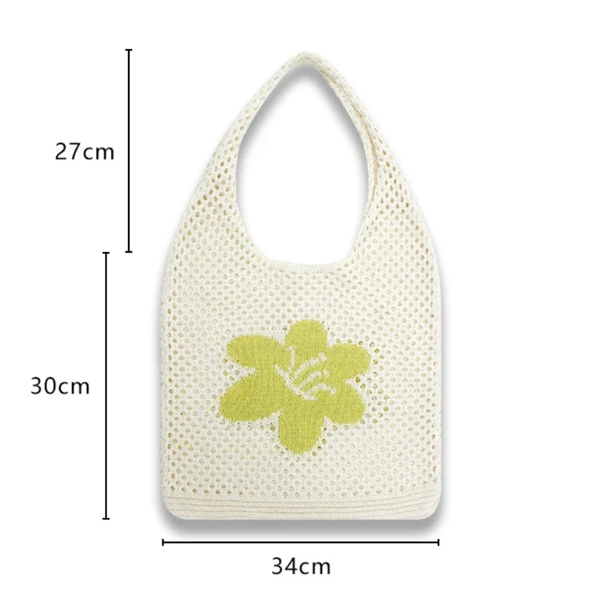 Crochet Hollow Out Soft Slouchy Handbag 2024 Vintage Retro Granny Y2K 90s Fashion Cottagecore Eyelet Shabby Chic Knit Tote Bag