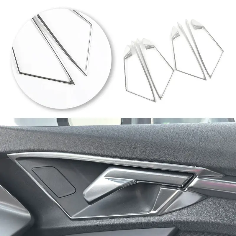 

Для Audi A3 8Y 2021-2022: Накладки на дверные ручки и рамки дверных проемов из нержавеющей стали с текстурой карбона/матовым серебром