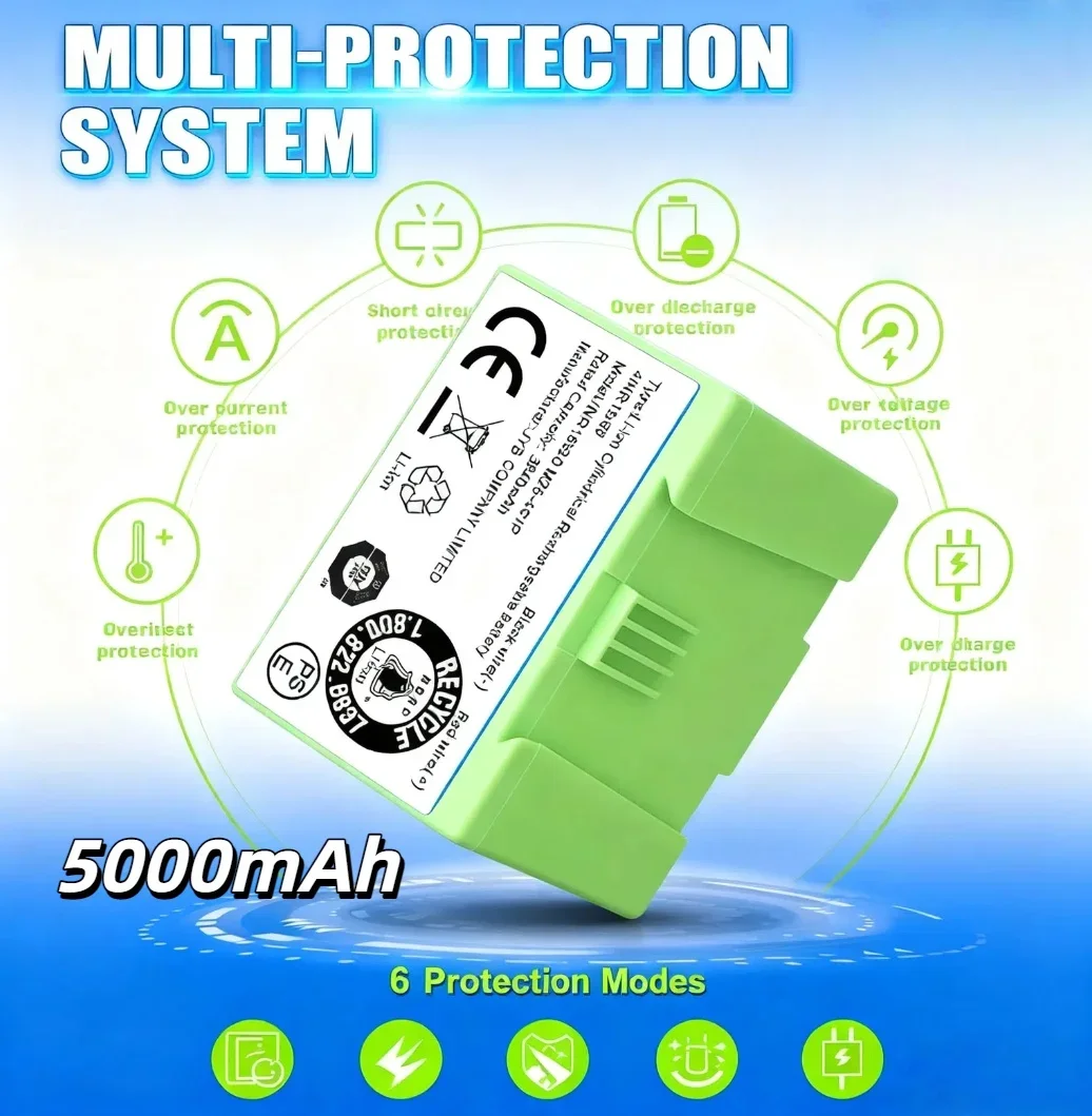 High Capacity 14.4V 3500mAh Replacement Battery,For IRobot Roomba I3/i4/i7 (i3+/i4+/i7+) & E5/e6 Robot Vacuums,Cleaning Energy