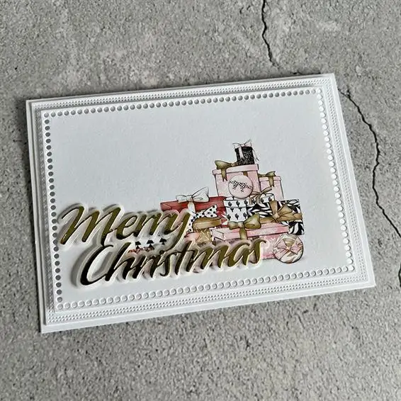 Merry Christmas Shadow Words Cutting Dies for New 2023 Scrapbooking Paper Making Frame Card Craft Supplies No Stamp