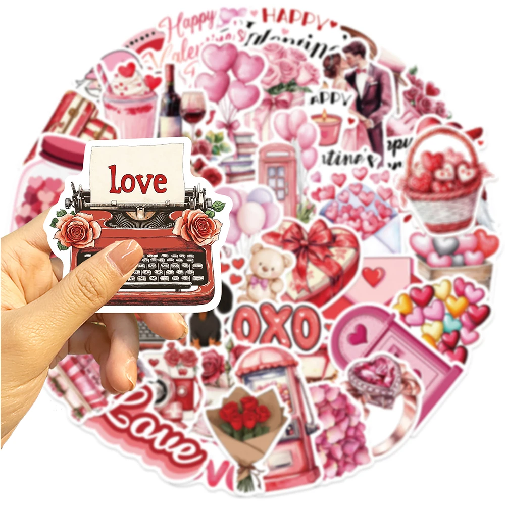 10/30/50 stücke Cartoon Rot Valentinstag Graffiti Aufkleber Romantische Liebhaber Aufkleber DIY Notebook Telefon Gitarre Vintage Aufkleber Dekor
