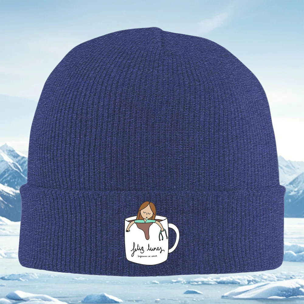 ممرضة داخل فنجان القهوة الاثنين الرجال النساء للجنسين محبوك قبعة قبعة صوفية قبعة الشتاء الحرارية الدافئة عيد الميلاد ركوب الدراجات في الهواء الطلق مرحبا