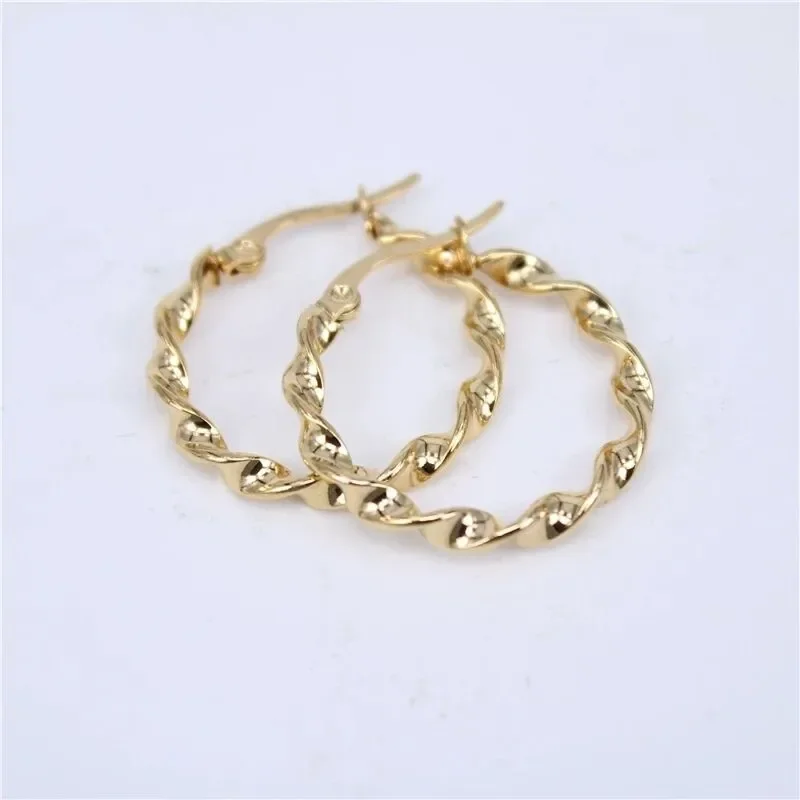 Korean Version of Water Stainless Steel Corrugated Irregular Earrings Earrings Earrings Temperament Korean Twisted Ear Jewelry