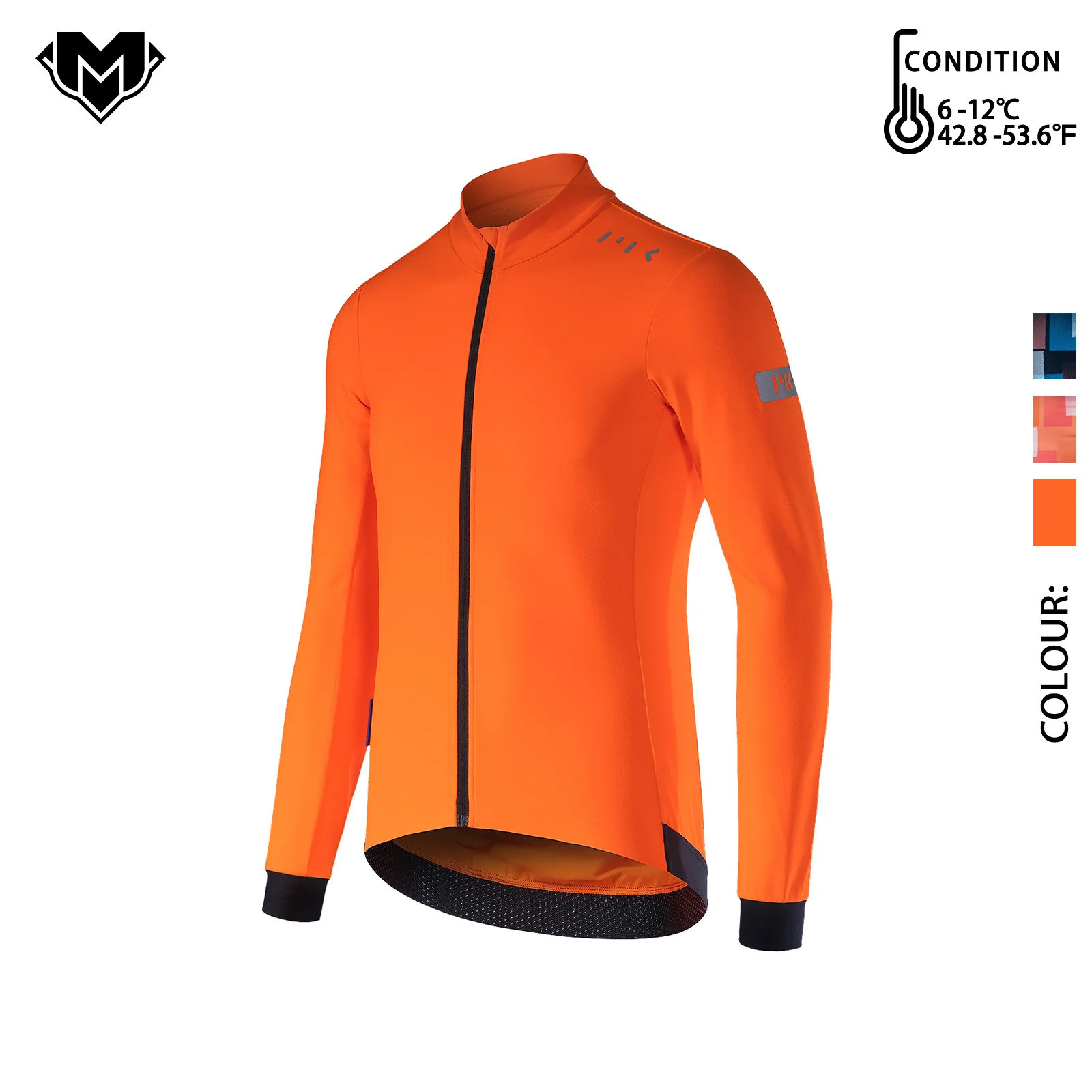 MY KILOMETRE Gravel Cycling Bike Jackets for Men Winter Thermal Fleece Cycling Clothing with Rear Pockets Bicycle Windbreaker