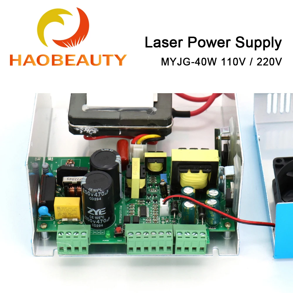 HAOBEAUTY MYJG-40 CO2 Laser Power Supply 40W 110V/220V For CO2 Laser Tube High Voltage Engraving Cutting Machine