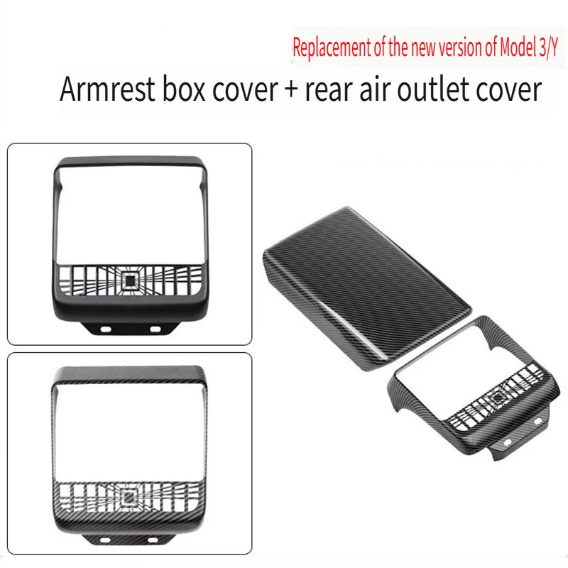 

Protective Decoration For Tesla Model 3 Model Y Carbon Fiber Matte Black Center Console Armrest Box Cover