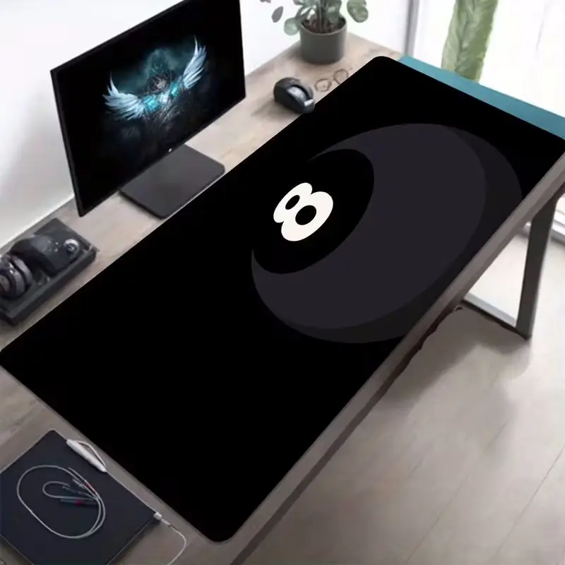 Black Eight Ball Game Mouse Pad E-sports Desk Mat Keyboard Pad Rubber Non-slip Computer Mouse Mat Suitable for Home Office Games