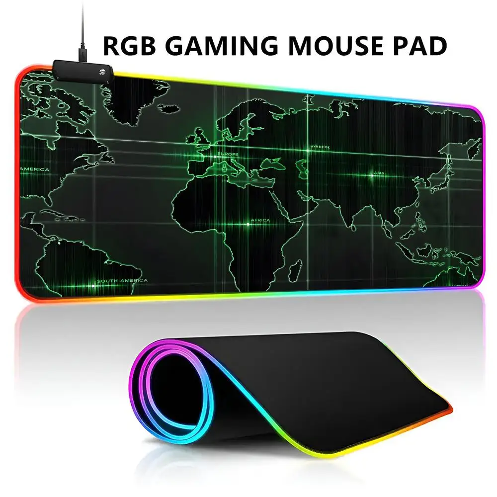 Retro navigation Map Art HD RGB LED Light Gaming Waterproof Large Gamer Mouse Carpet Big Mause Keyboard Pad PC Desk Play Mat wit