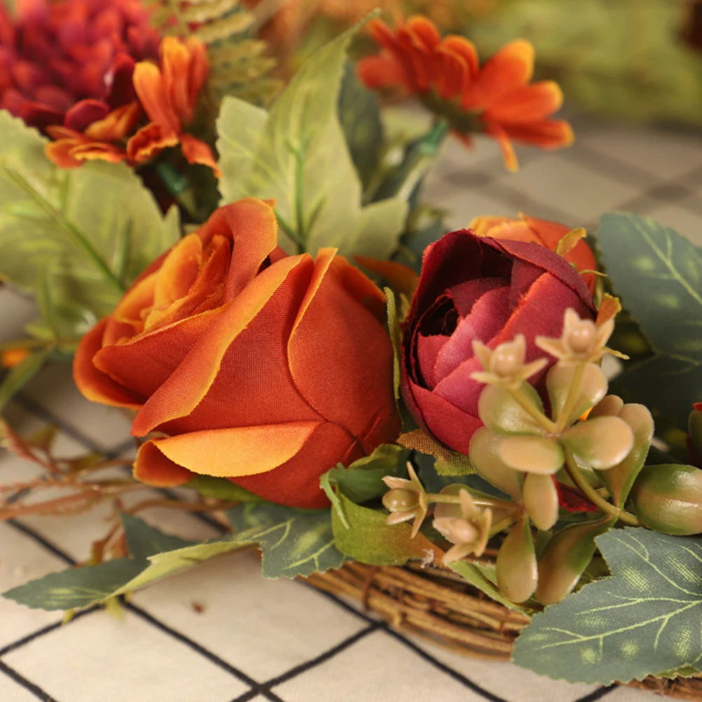 

Simulated Rose Wreath Premium Wall Hanging Decor Festive Door Garland Artificial Flower Wreath For Shop Window Door Tree Wall