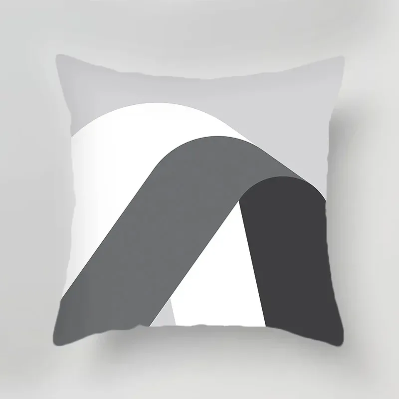 Black and White Gray Geometric Simple Print Pattern Luxury Home Decoration Pillowcase Living Room Sofa Car Cushion Cover