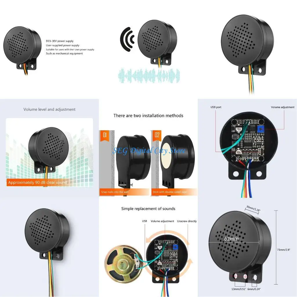 

U75B 4CH Car Start Voice TriggerVoice Speaker Prompter Alarm Horn Volume Adjustable for Motorcycle Golf Vehicles Car Alarm