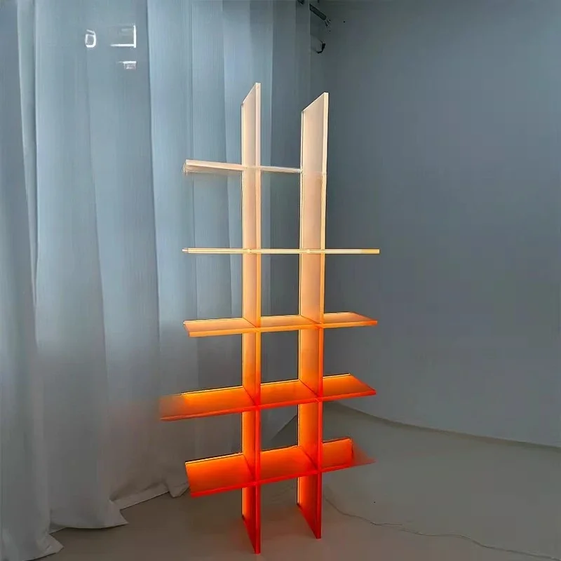 Acrylic display stand display case custom display case shelf transparent matte gradual change orange wine cabinet shoe rack