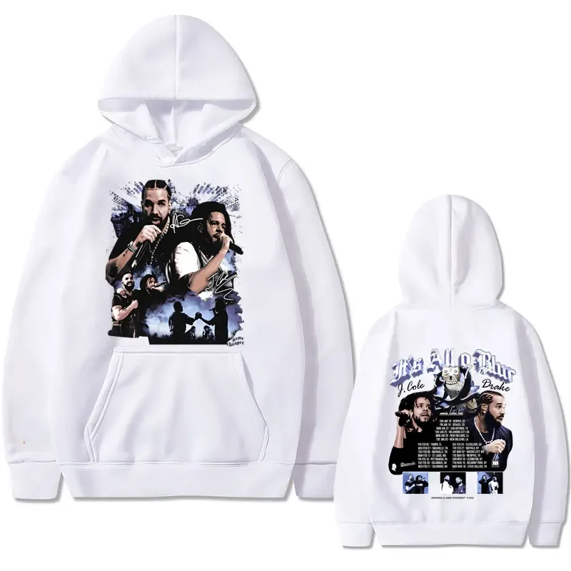 Rapper Drake J Cole It's All A Blluur Tour Graphic Print Hoodie Men Women Hip Hop Oversized Sweatshirt Male Cotton Casual Hoodie