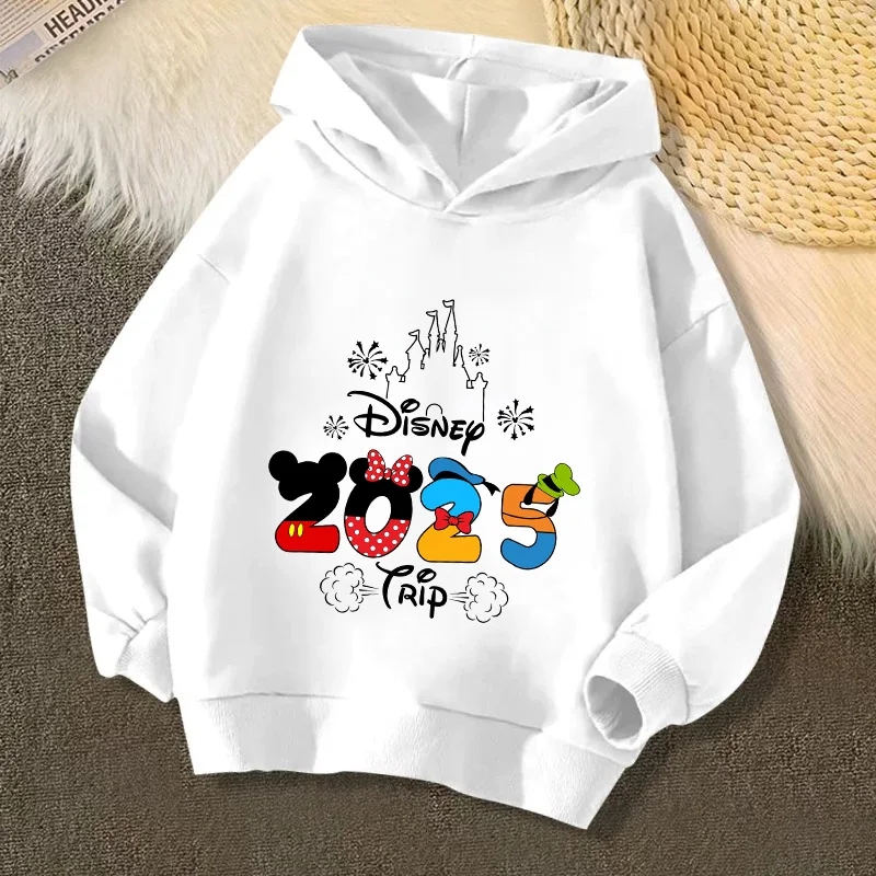 Fashion Disneyland Trip Vacation Clothes Caricature Hoodie Children Top Cartoons Disney Kawaii 2025 Girl Clothes Boy Disney Kids