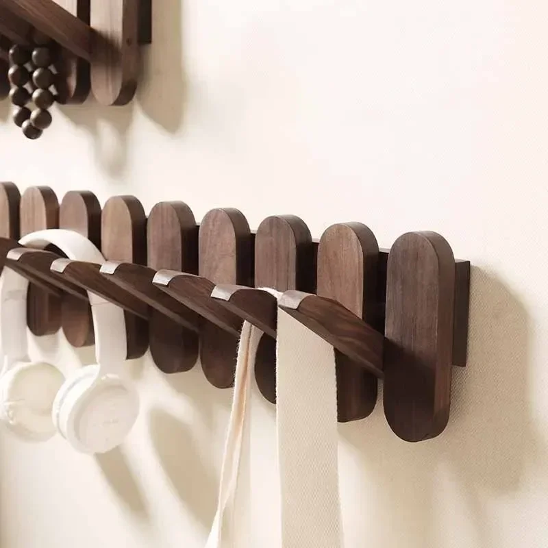Luxury Wall Coat Rack Walnut Wood Clothes Dress Hanger Backpack Hooks Coat Pants Interior Furniture Bedroom Clothing Storage