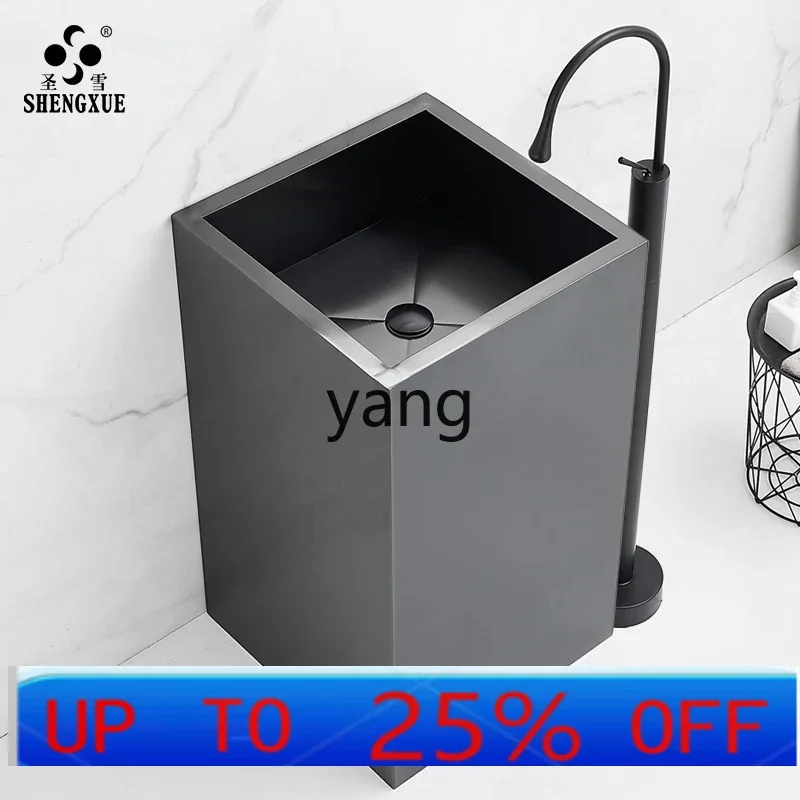 YJQ  black light luxury column type face wash stainless steel hand wash table column basin