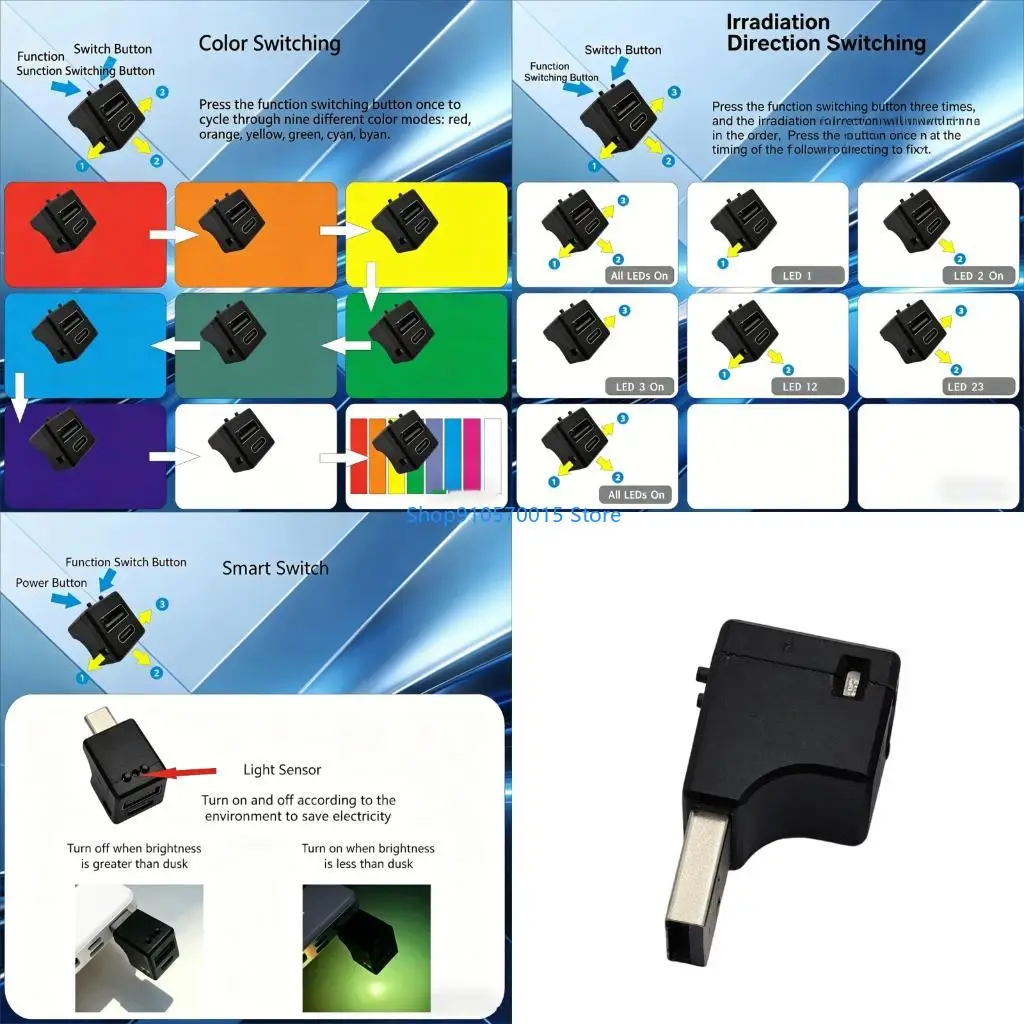 B95C Simple USB LED manager With Single Button Control And Variable Brightness For Home Enhancement