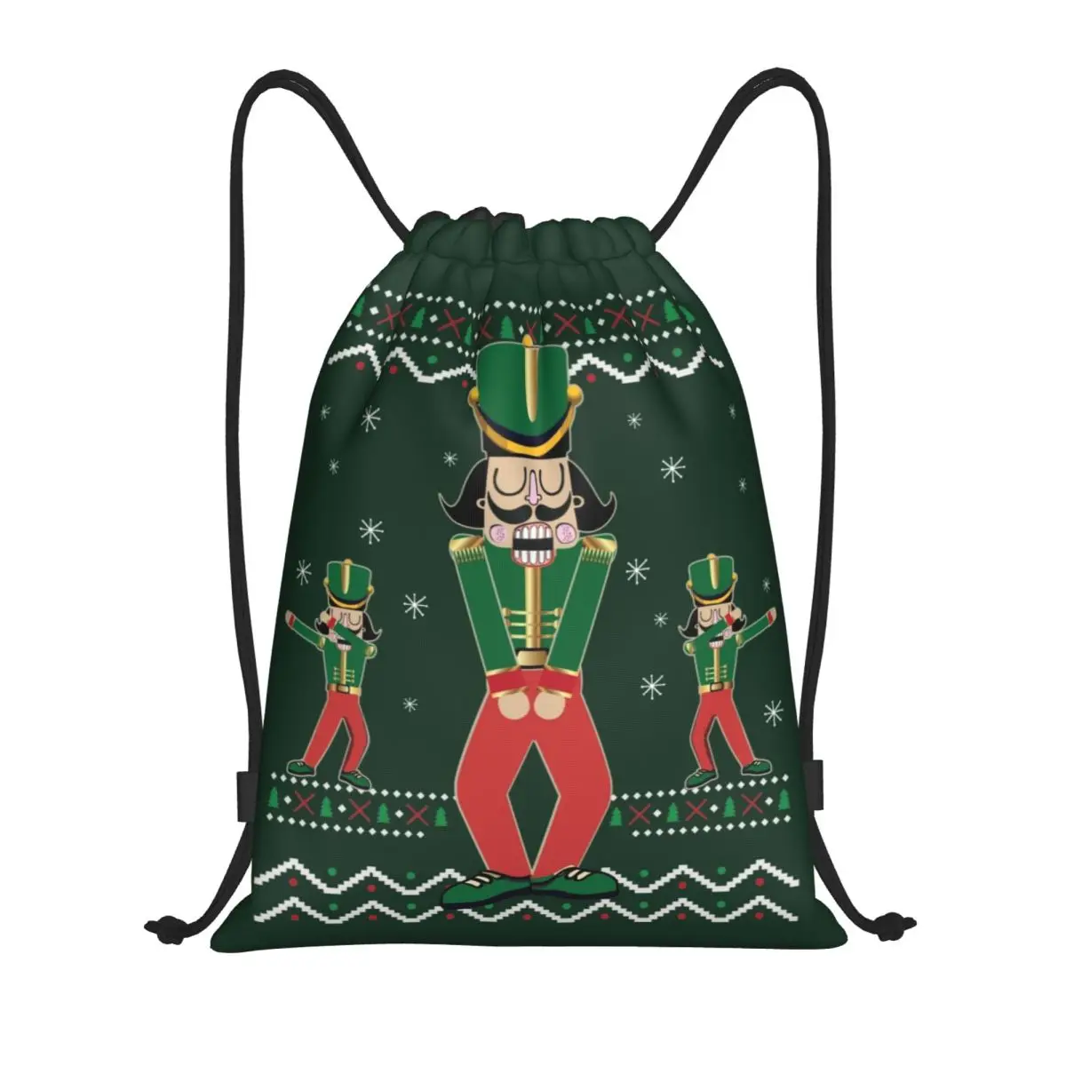 Custom Christmas Nutcracker Dabbing Drawstring Bags Portable Sports Gym Sackpack Nutcrackers Cartoon Soldier Training Backpacks