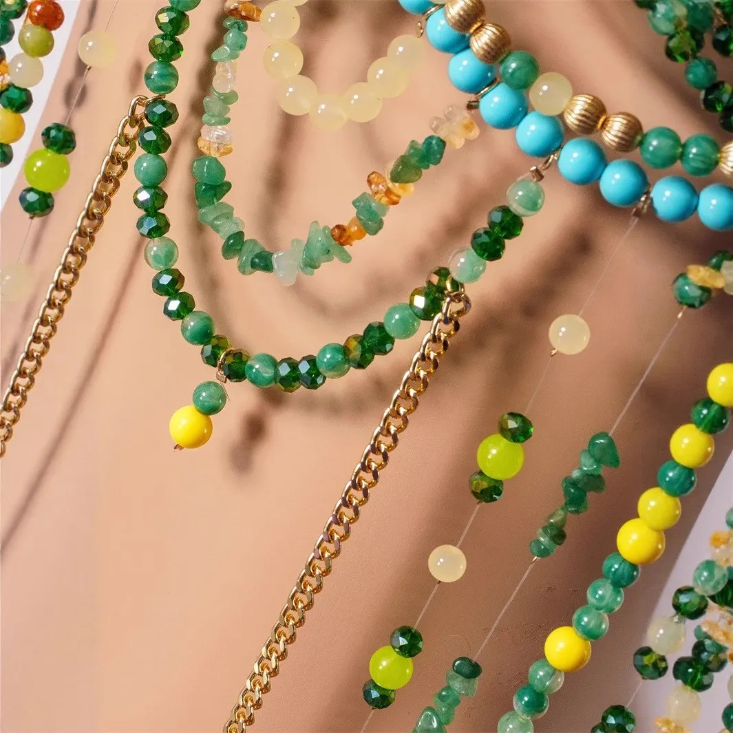 패셔너블한 비즈 브라 홀터넥 미니 조끼 화려한 보석 바디 체인 크로스보더 여성 의류 미니어처 공연 의상